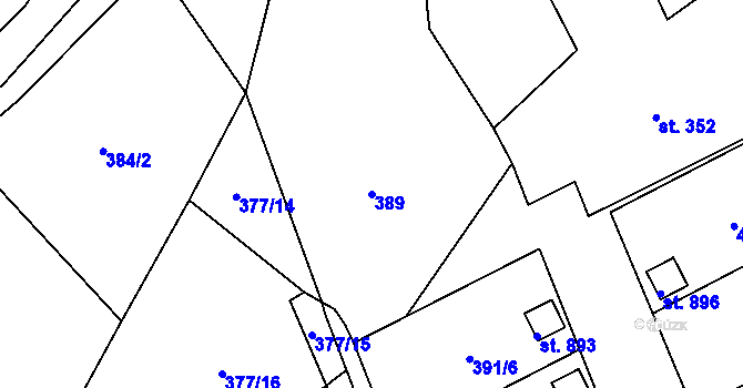 Parcela st. 389 v KÚ Solnice, Katastrální mapa