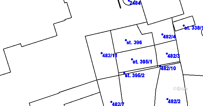 Parcela st. 482/11 v KÚ Solnice, Katastrální mapa