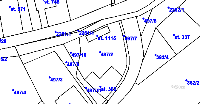 Parcela st. 497/2 v KÚ Solnice, Katastrální mapa