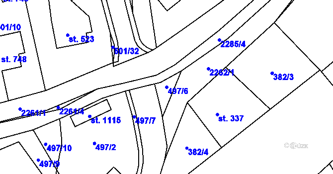Parcela st. 497/6 v KÚ Solnice, Katastrální mapa