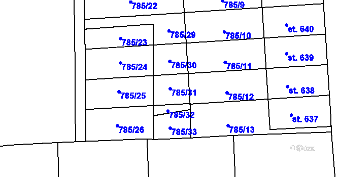 Parcela st. 785/31 v KÚ Solnice, Katastrální mapa