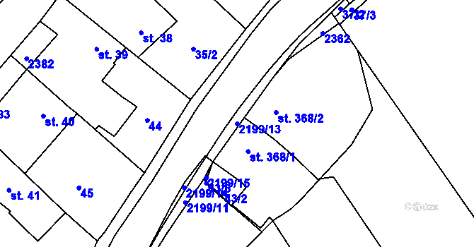 Parcela st. 2199/13 v KÚ Solnice, Katastrální mapa