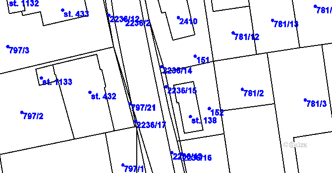 Parcela st. 2236/15 v KÚ Solnice, Katastrální mapa