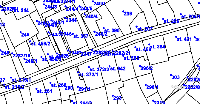 Parcela st. 2267/1 v KÚ Solnice, Katastrální mapa