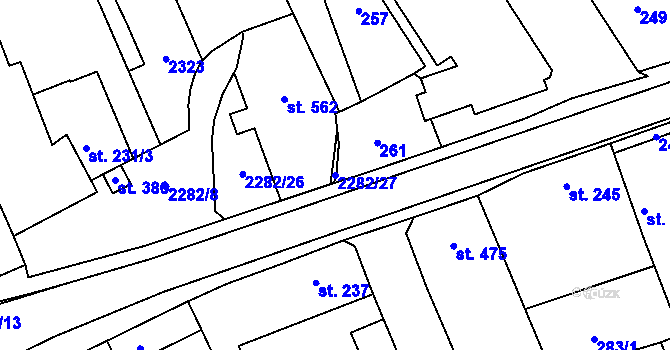 Parcela st. 2282/27 v KÚ Solnice, Katastrální mapa