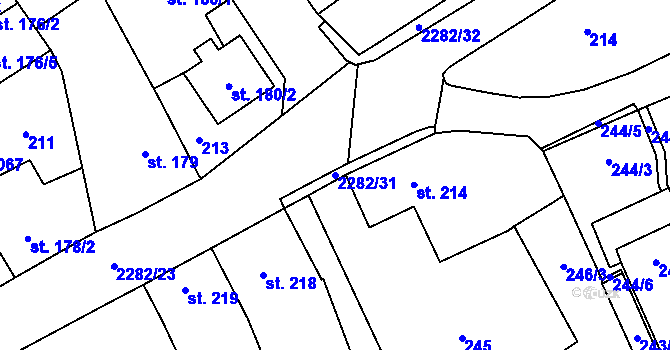 Parcela st. 2282/31 v KÚ Solnice, Katastrální mapa
