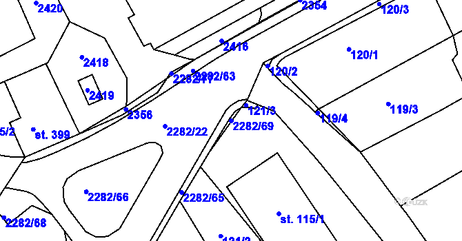 Parcela st. 2282/69 v KÚ Solnice, Katastrální mapa