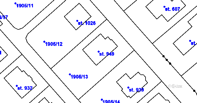Parcela st. 949 v KÚ Solnice, Katastrální mapa