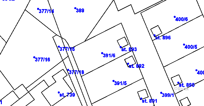 Parcela st. 391/6 v KÚ Solnice, Katastrální mapa