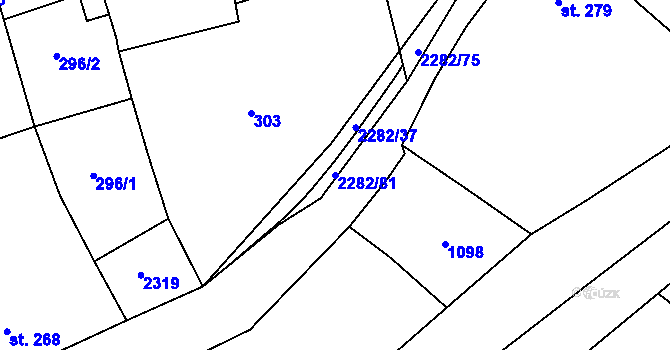 Parcela st. 2282/81 v KÚ Solnice, Katastrální mapa