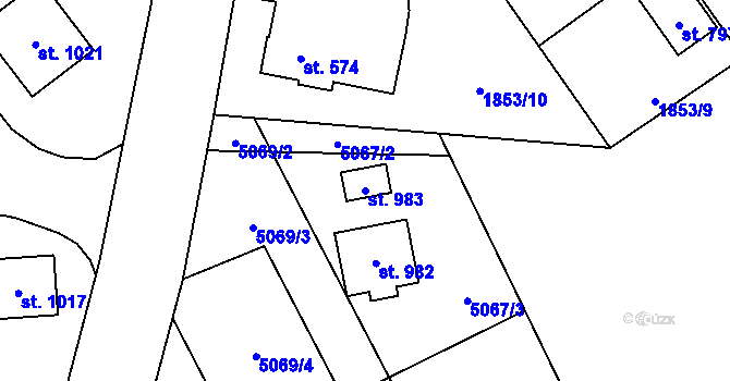 Parcela st. 983 v KÚ Solnice, Katastrální mapa