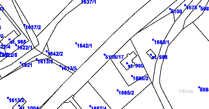 Parcela st. 5108/17 v KÚ Solnice, Katastrální mapa