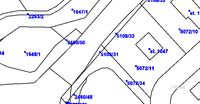 Parcela st. 5108/31 v KÚ Solnice, Katastrální mapa