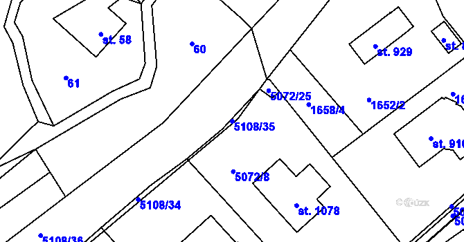 Parcela st. 5108/35 v KÚ Solnice, Katastrální mapa