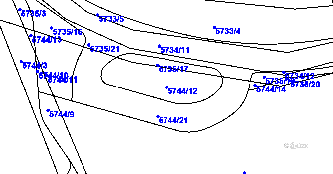 Parcela st. 5744/12 v KÚ Solnice, Katastrální mapa