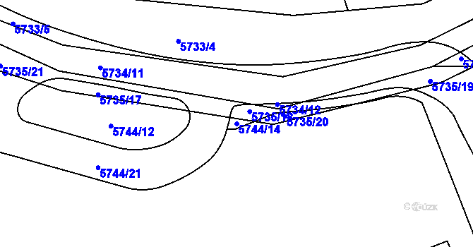 Parcela st. 5744/14 v KÚ Solnice, Katastrální mapa