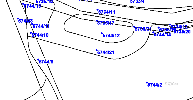 Parcela st. 5744/21 v KÚ Solnice, Katastrální mapa