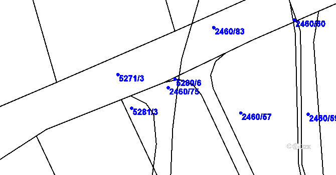 Parcela st. 2460/75 v KÚ Solnice, Katastrální mapa