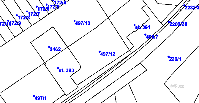 Parcela st. 497/12 v KÚ Solnice, Katastrální mapa