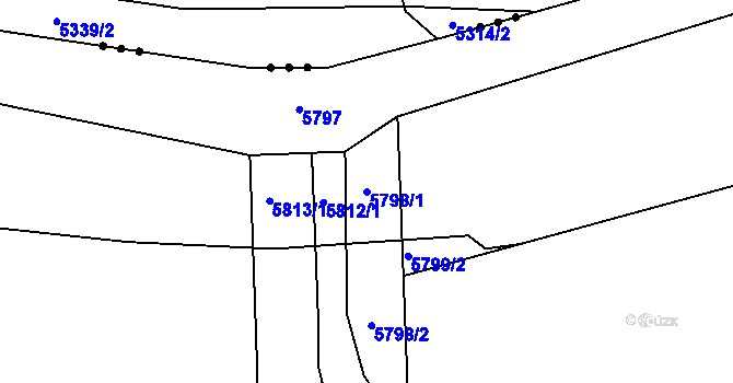 Parcela st. 5798/1 v KÚ Solnice, Katastrální mapa