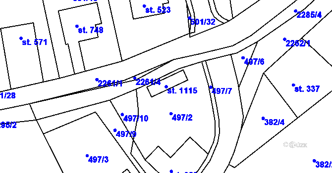 Parcela st. 1115 v KÚ Solnice, Katastrální mapa