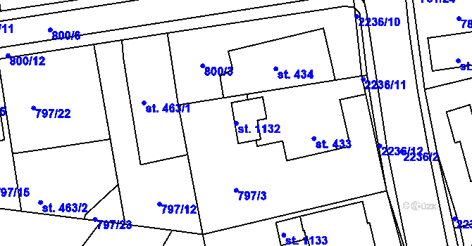 Parcela st. 1132 v KÚ Solnice, Katastrální mapa