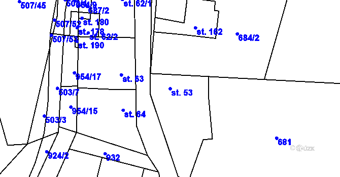 Parcela st. 53 v KÚ Solopysky u Loun, Katastrální mapa
