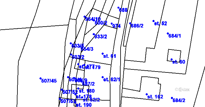 Parcela st. 61 v KÚ Solopysky u Loun, Katastrální mapa