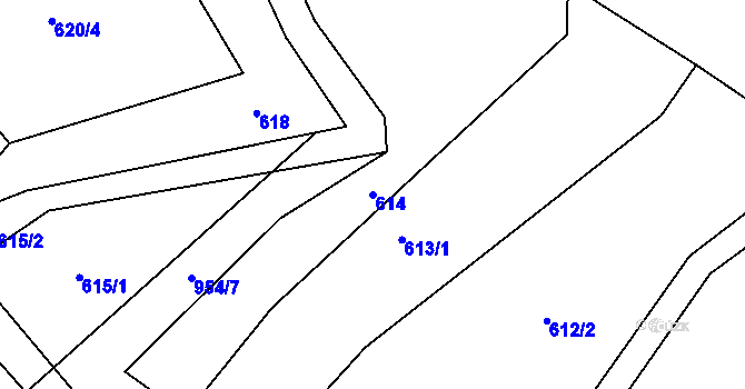 Parcela st. 614 v KÚ Solopysky u Loun, Katastrální mapa