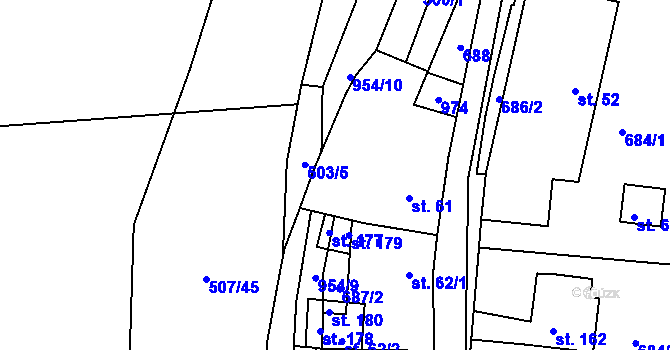 Parcela st. 954/3 v KÚ Solopysky u Loun, Katastrální mapa