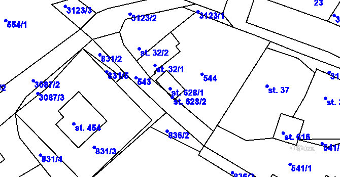 Parcela st. 628/1 v KÚ Sopotnice, Katastrální mapa