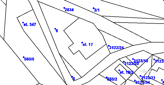 Parcela st. 17 v KÚ Sopotnice, Katastrální mapa