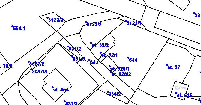 Parcela st. 32/1 v KÚ Sopotnice, Katastrální mapa