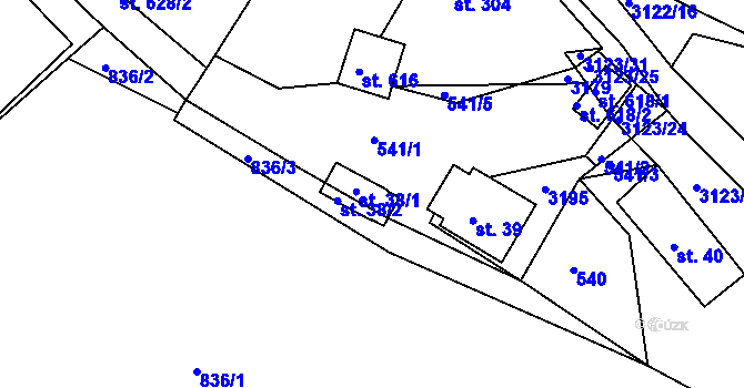 Parcela st. 38 v KÚ Sopotnice, Katastrální mapa