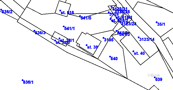 Parcela st. 39 v KÚ Sopotnice, Katastrální mapa