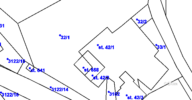 Parcela st. 42/1 v KÚ Sopotnice, Katastrální mapa