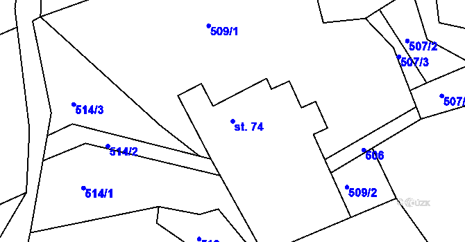 Parcela st. 74 v KÚ Sopotnice, Katastrální mapa