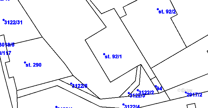 Parcela st. 92/1 v KÚ Sopotnice, Katastrální mapa