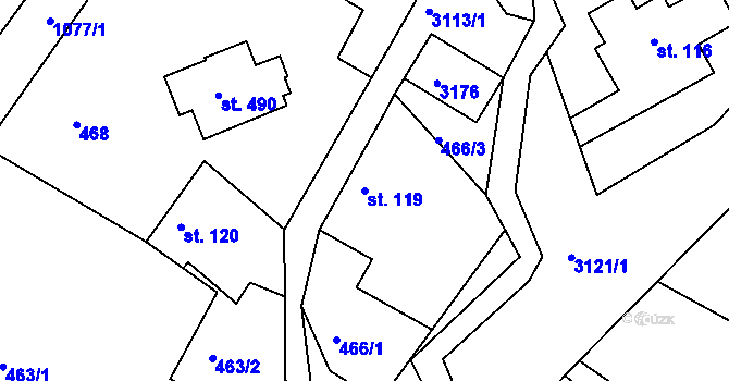 Parcela st. 119 v KÚ Sopotnice, Katastrální mapa