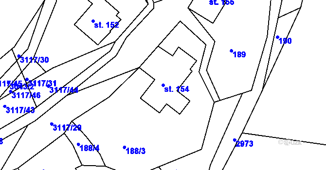 Parcela st. 154 v KÚ Sopotnice, Katastrální mapa