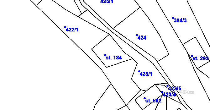 Parcela st. 184 v KÚ Sopotnice, Katastrální mapa