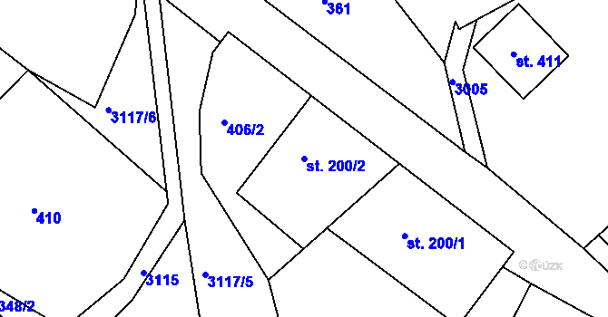 Parcela st. 200/2 v KÚ Sopotnice, Katastrální mapa