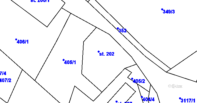 Parcela st. 202 v KÚ Sopotnice, Katastrální mapa