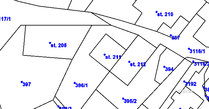 Parcela st. 211 v KÚ Sopotnice, Katastrální mapa