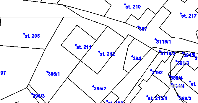 Parcela st. 212 v KÚ Sopotnice, Katastrální mapa