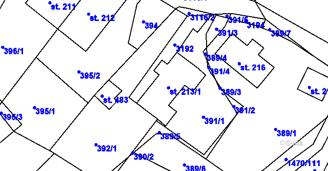 Parcela st. 213 v KÚ Sopotnice, Katastrální mapa