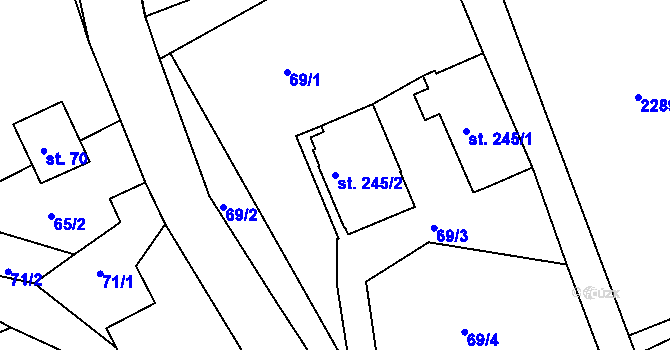 Parcela st. 245/2 v KÚ Sopotnice, Katastrální mapa