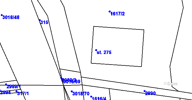 Parcela st. 275 v KÚ Sopotnice, Katastrální mapa