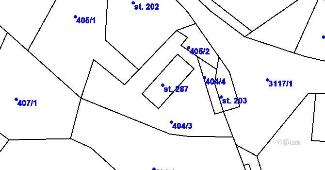 Parcela st. 287 v KÚ Sopotnice, Katastrální mapa