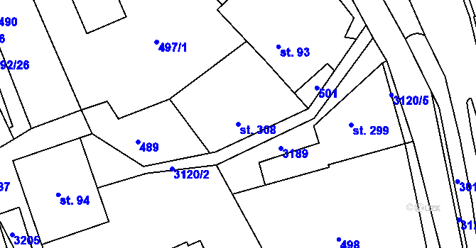 Parcela st. 308 v KÚ Sopotnice, Katastrální mapa